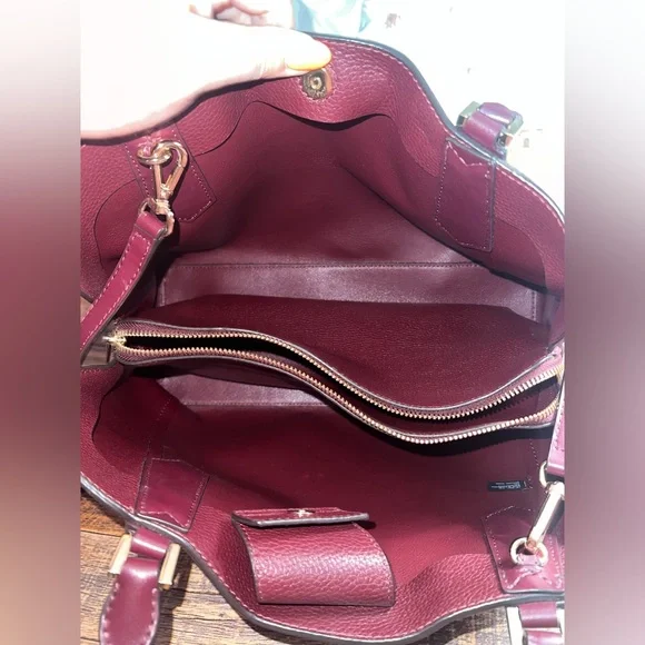 Michael Kors Red and Brown Shoulder Bag with Monogram Print EUC - Picture 5 of 6